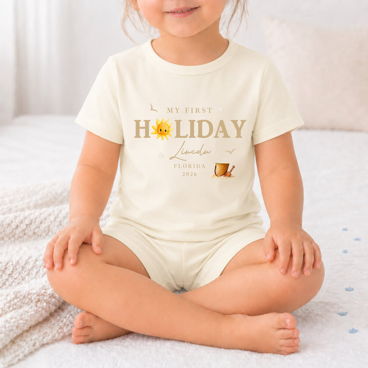 Personalised Sun My First Holiday Toddler Short Set