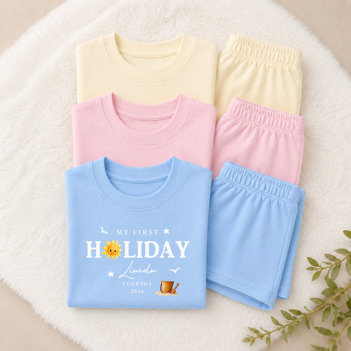 Personalised Sun My First Holiday Toddler Short Set