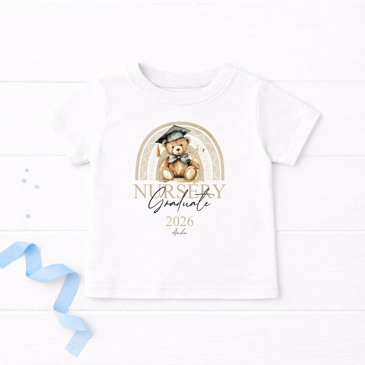Personalised Beige Rainbow Nursery Graduation T-Shirt