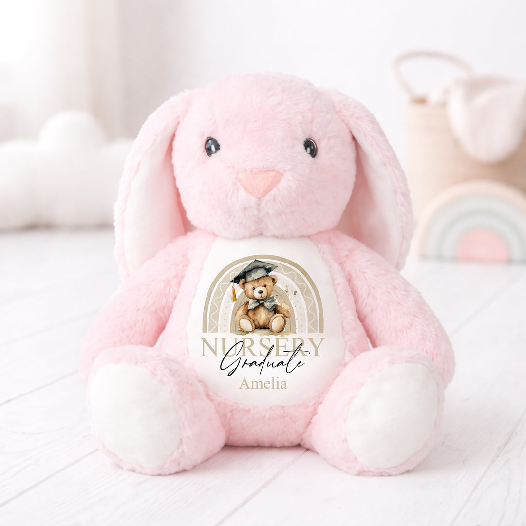 Personalised Beige Rainbow Nursery Graduation Bunny