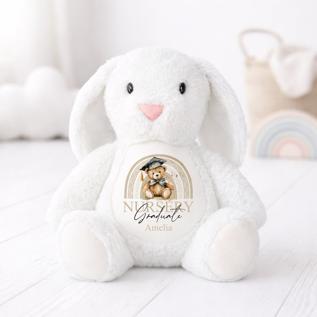 Personalised Beige Rainbow Nursery Graduation Bunny