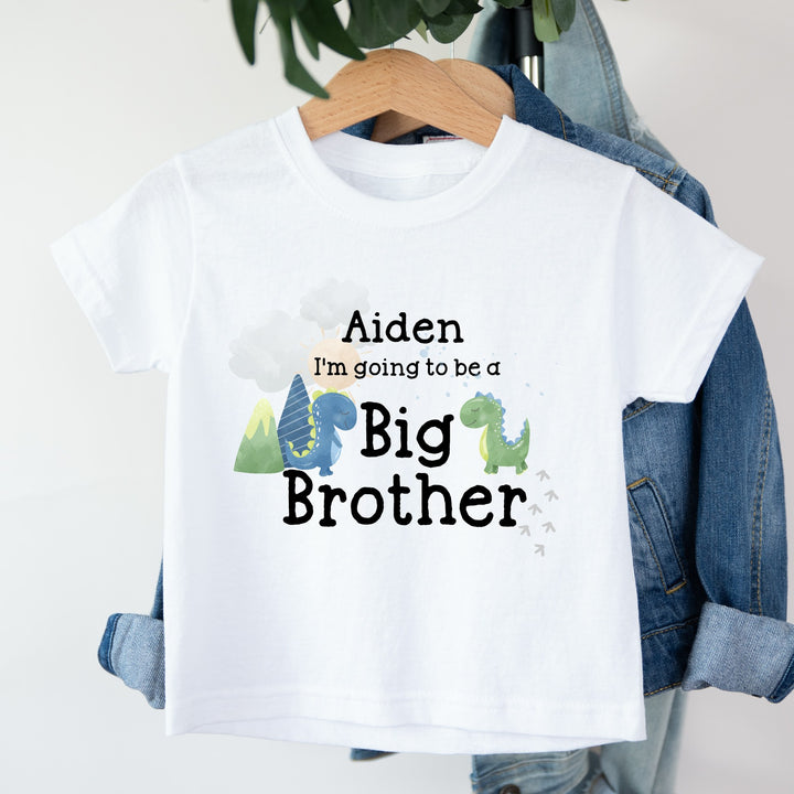 Personalised Going To Be A Big Brother Dinosaur T-shirt