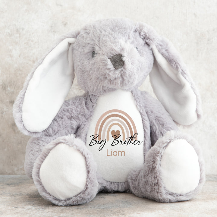 Personalised Beige Rainbow Big Sister/Brother Teddy
