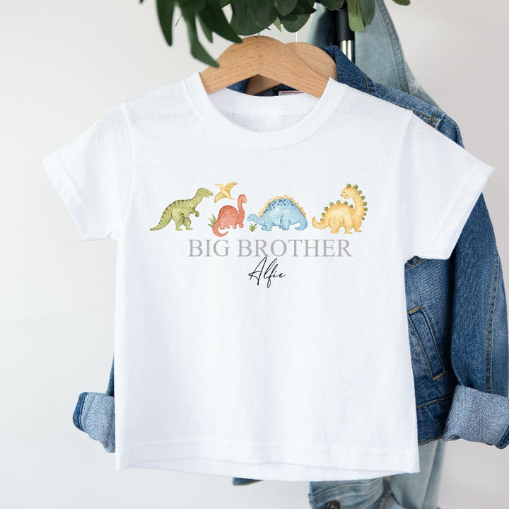 Personalised Little Dino Big Brother T-shirt