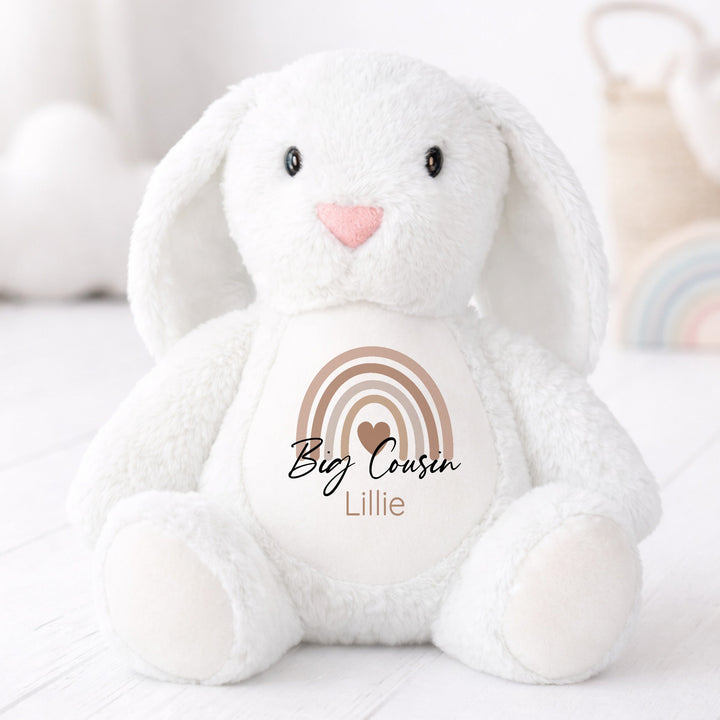 Personalised Beige Rainbow Big Cousin Rabbit