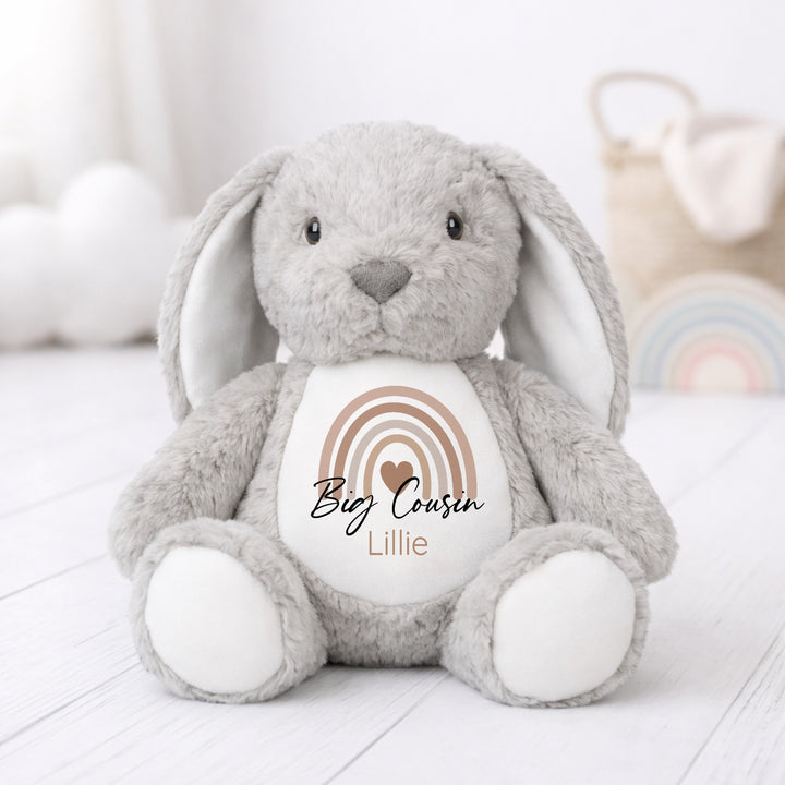 Personalised Beige Rainbow Big Cousin Rabbit