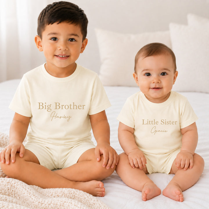 Personalised Oat Brother and Sister Sibling Matching Toddler Short Set