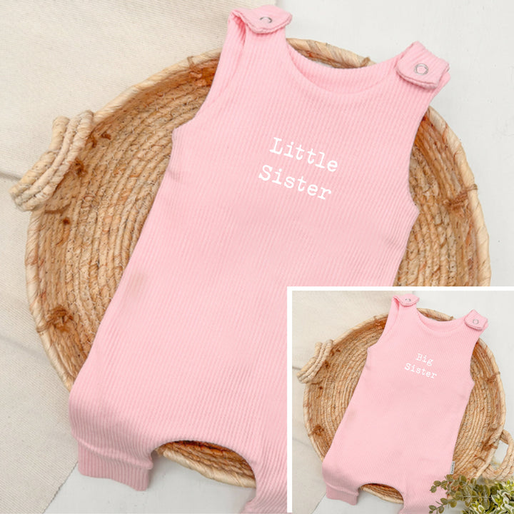 Personalised Big Sister/Little Sister Ribbed Dungarees