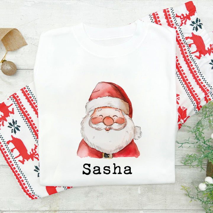 Personalised Santa Matching Christmas T-shirts With Optional Trousers