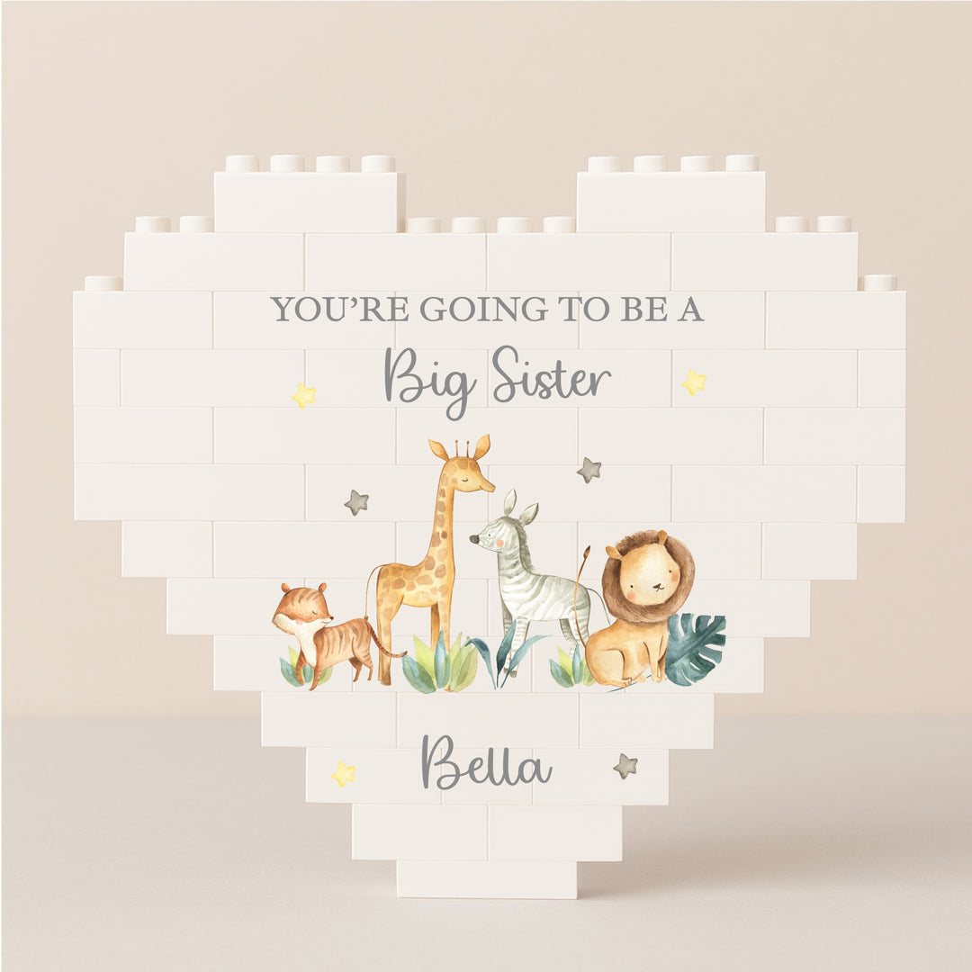 Personalised You're Going To Be a Big Sibling Safari Building Blocks