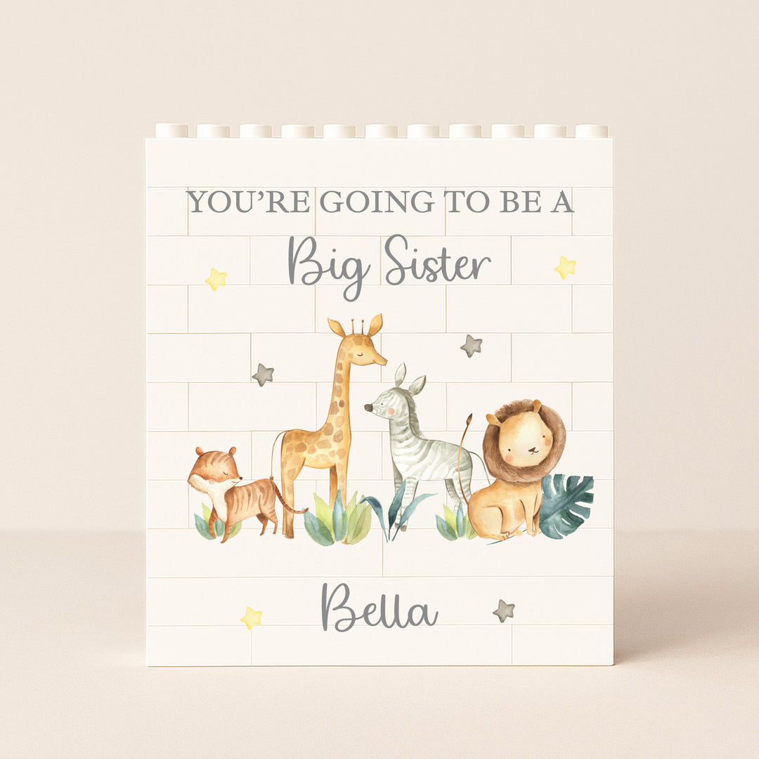 Personalised You're Going To Be a Big Sibling Safari Building Blocks