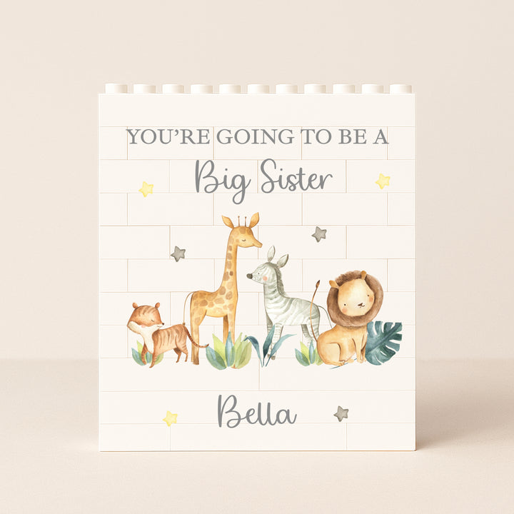 Personalised You're Going To Be a Big Sibling Safari Building Blocks