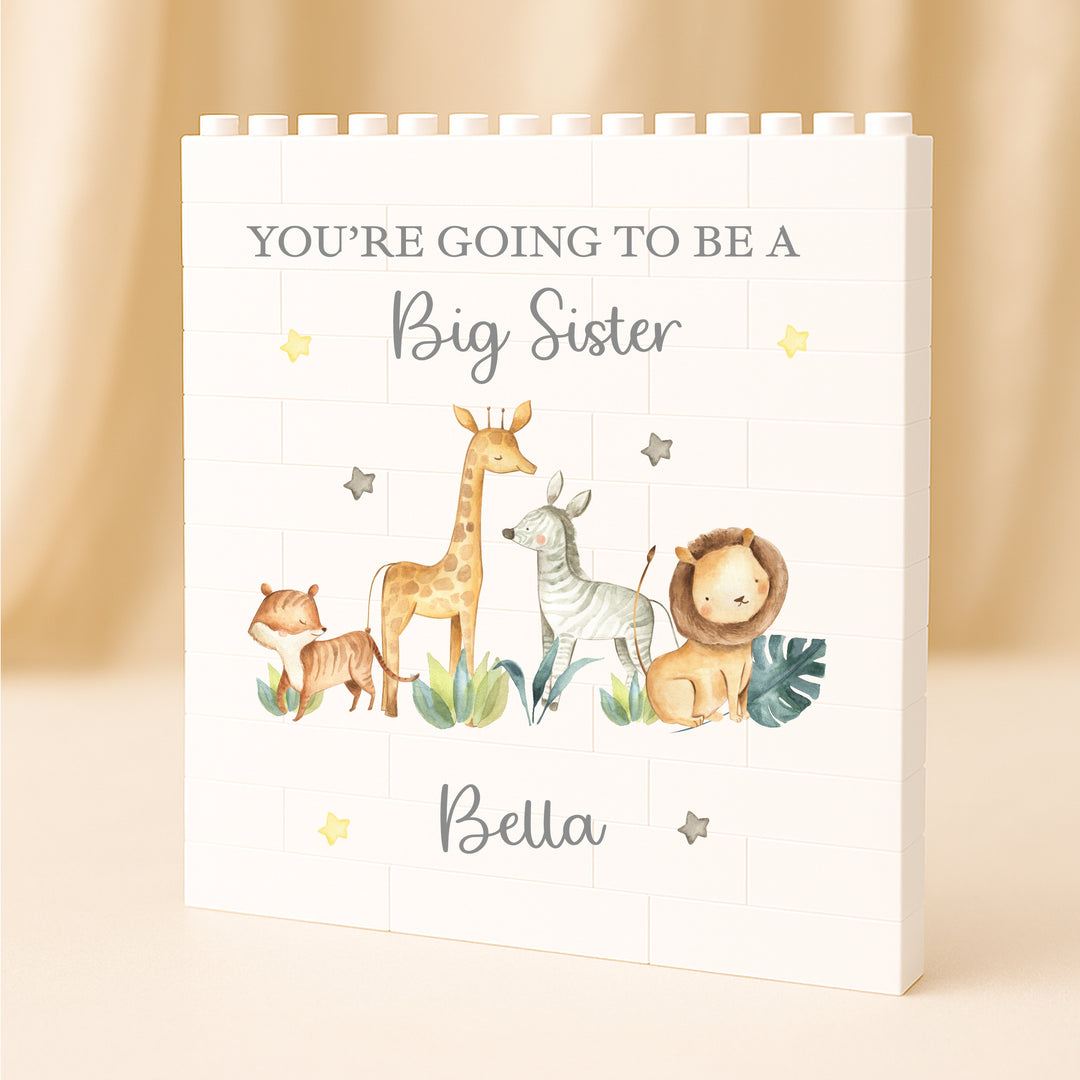 Personalised You're Going To Be a Big Sibling Safari Building Blocks