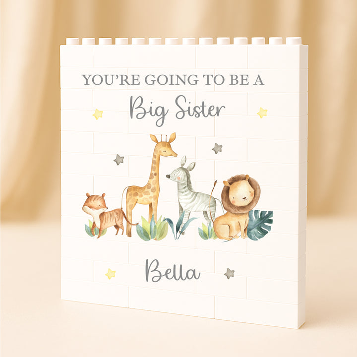 Personalised You're Going To Be a Big Sibling Safari Building Blocks