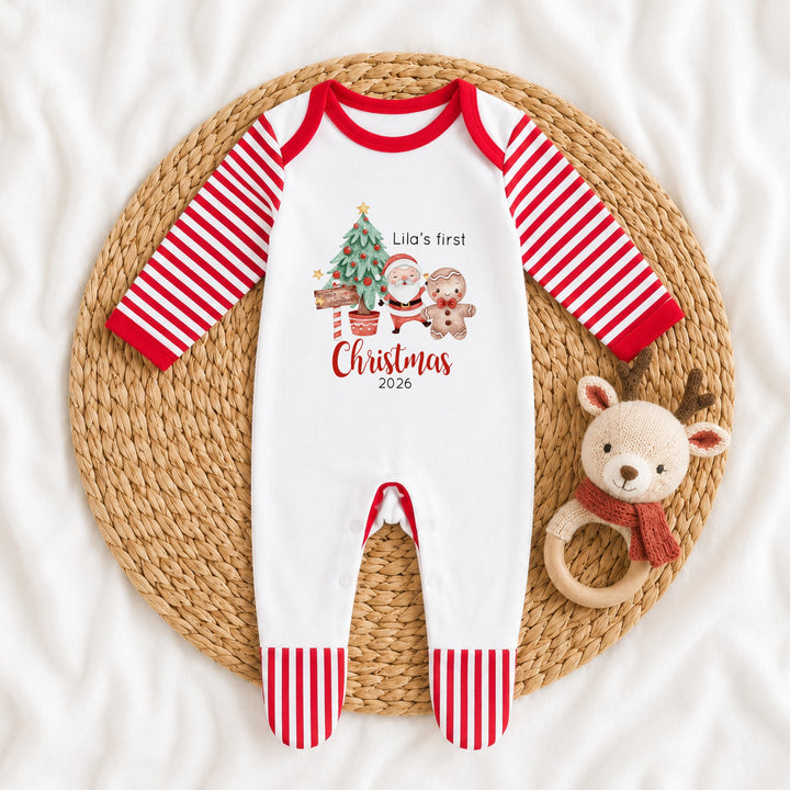 Personalised Christmas Tree Sibling Matching Pyjamas Or Baby Grow