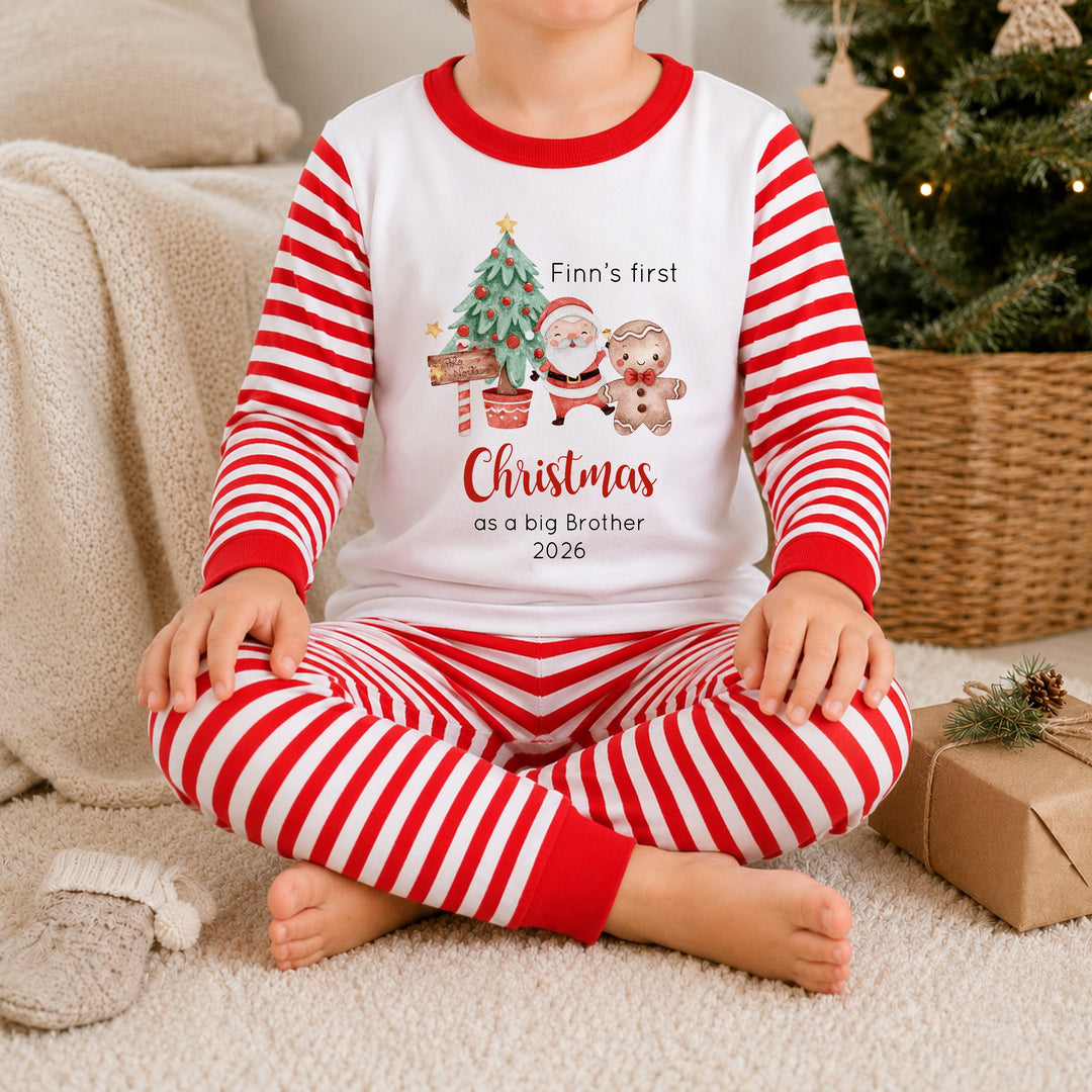 Personalised Christmas Tree Sibling Matching Pyjamas Or Baby Grow