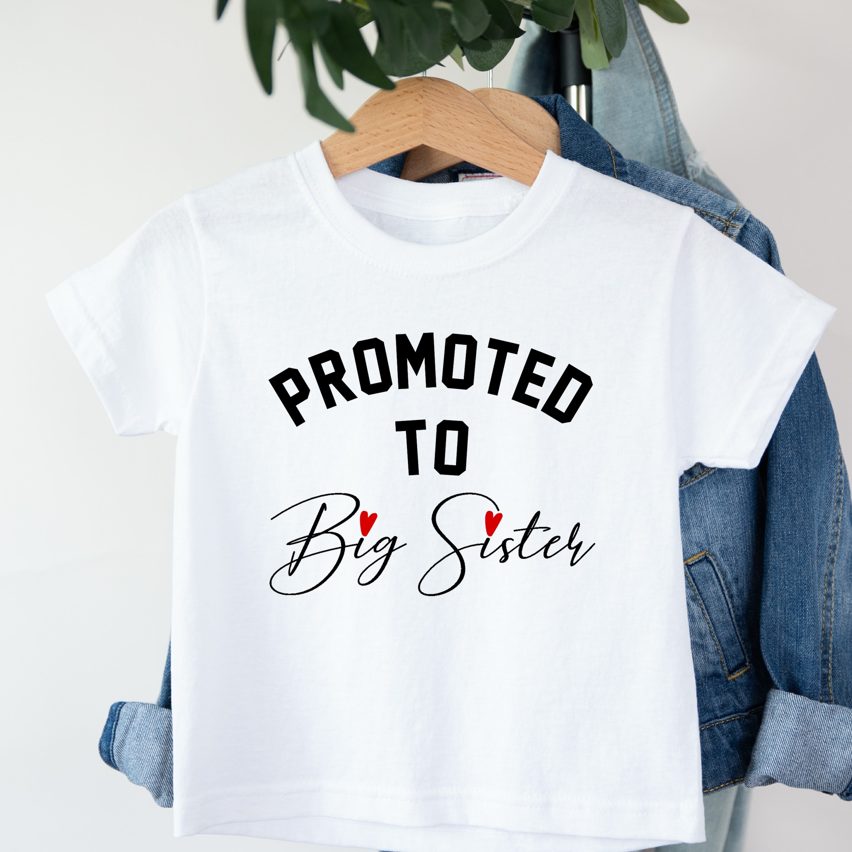 Promoted To Big Sister Black White T shirt