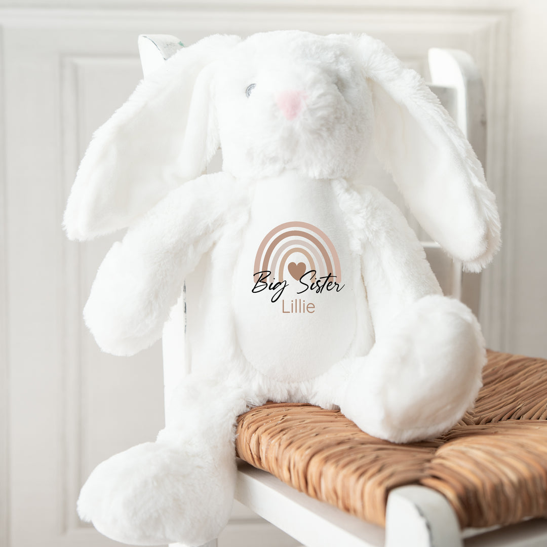 Personalised Beige Rainbow Big Sister/Brother Teddy