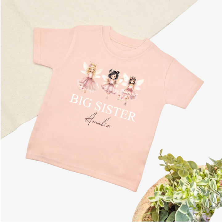 Personalised Fairies Sibling Matching Pink Babygrow/T-shirt