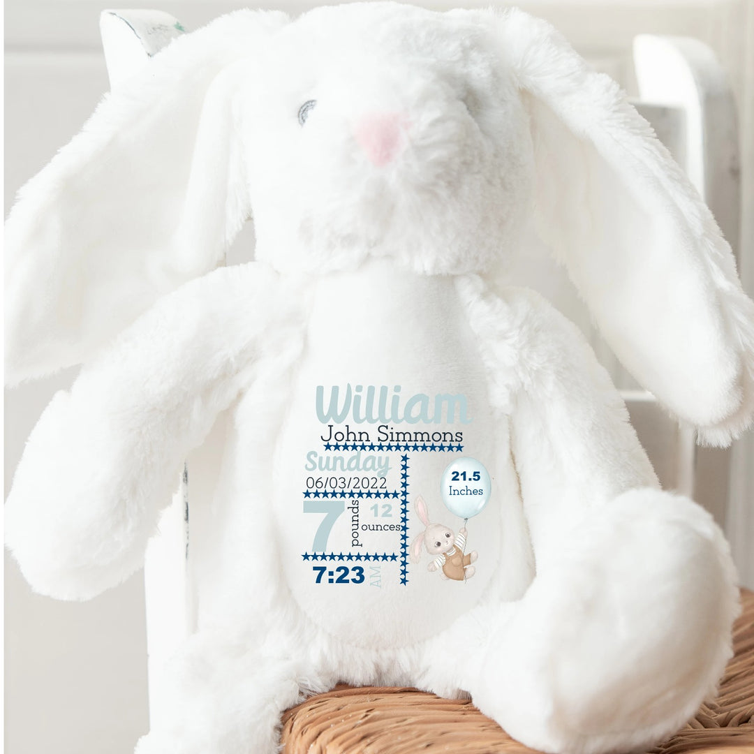 Personalised Boys Birth Announcement Bunny