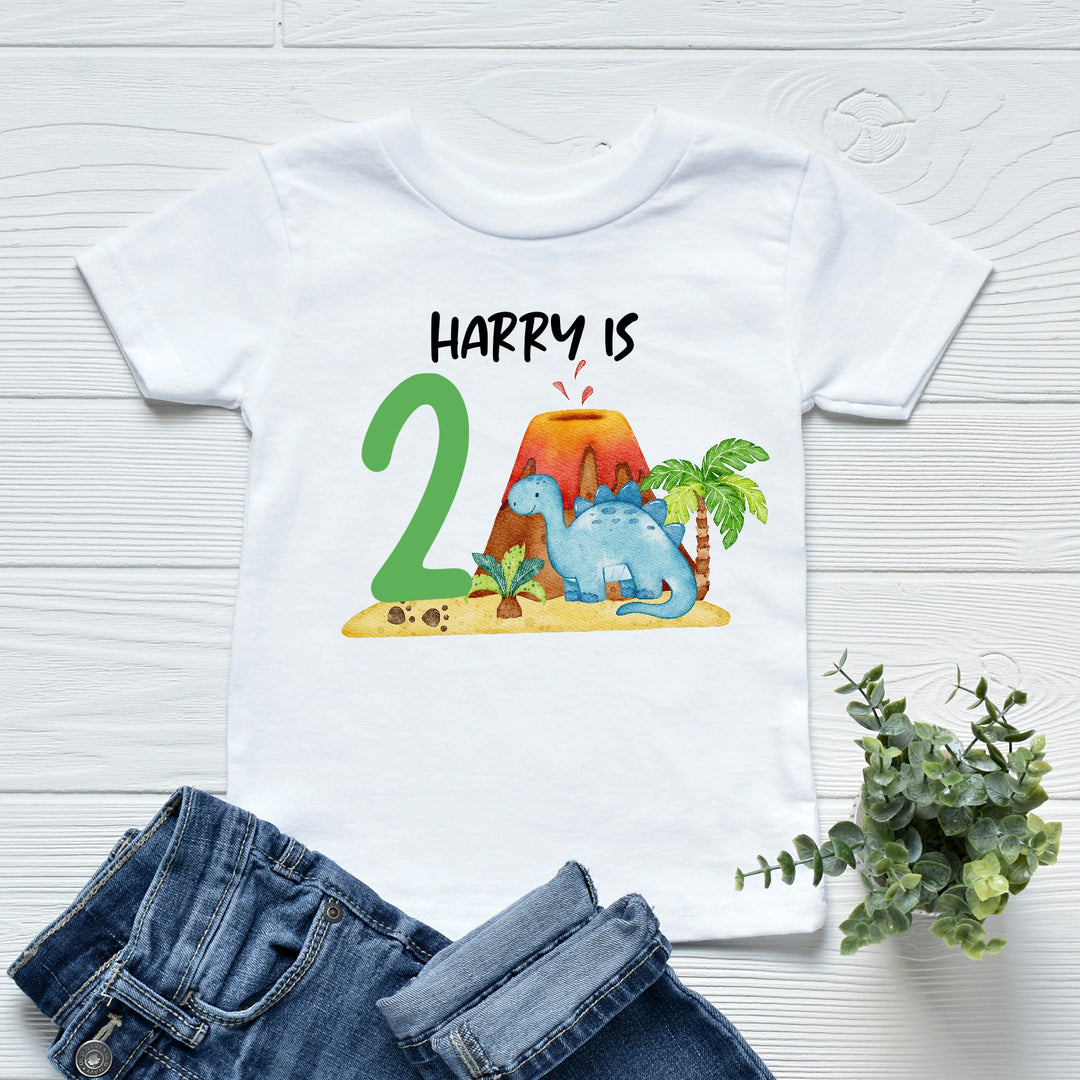 Personalised Volcano Dino Birthday T-shirt/Vest