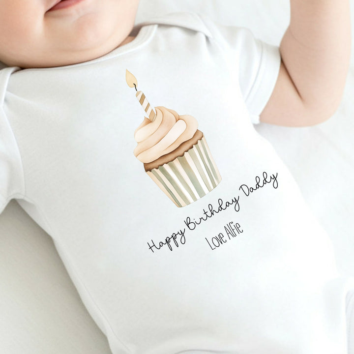 Personalised Cupcake Happy Birthday Babygrow/Vest