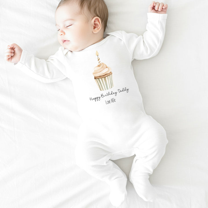 Personalised Cupcake Happy Birthday Babygrow/Vest