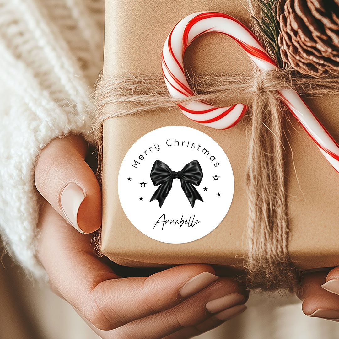 Personalised Bow Christmas Stickers