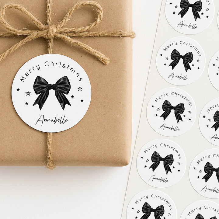 Personalised Bow Christmas Stickers