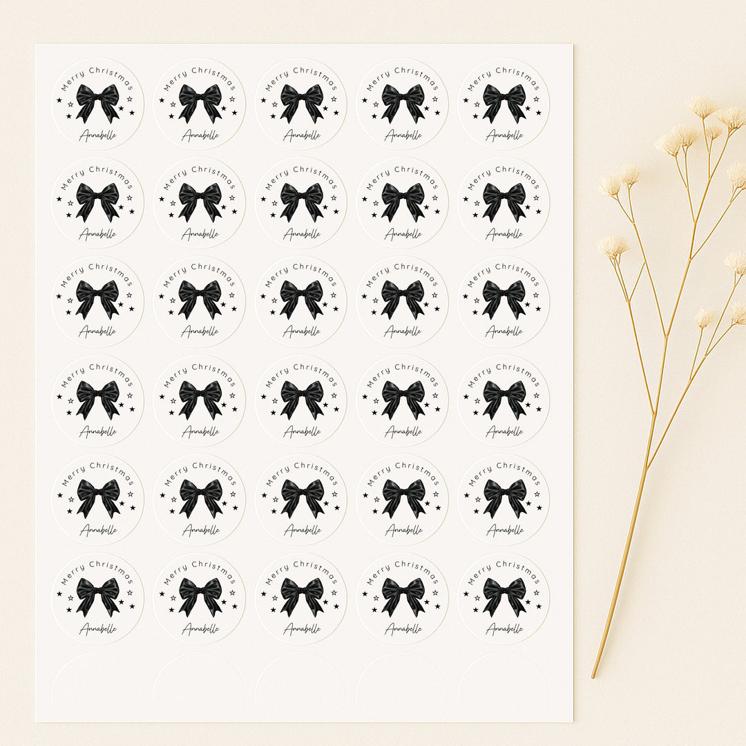 Personalised Bow Christmas Stickers