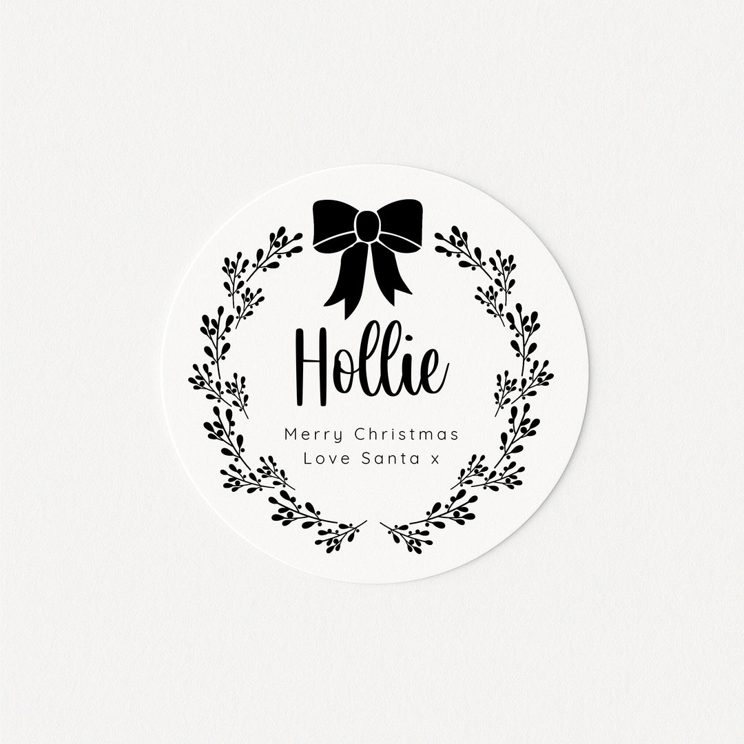 Personalised Black Bow Christmas Stickers
