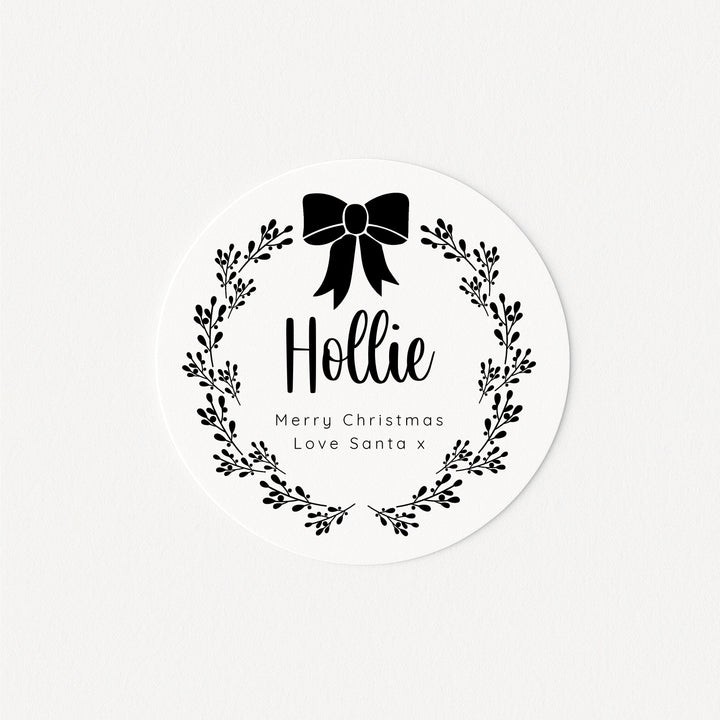 Personalised Black Bow Christmas Stickers