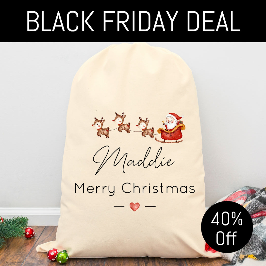 Personalised Santa Sleigh Christmas Sack