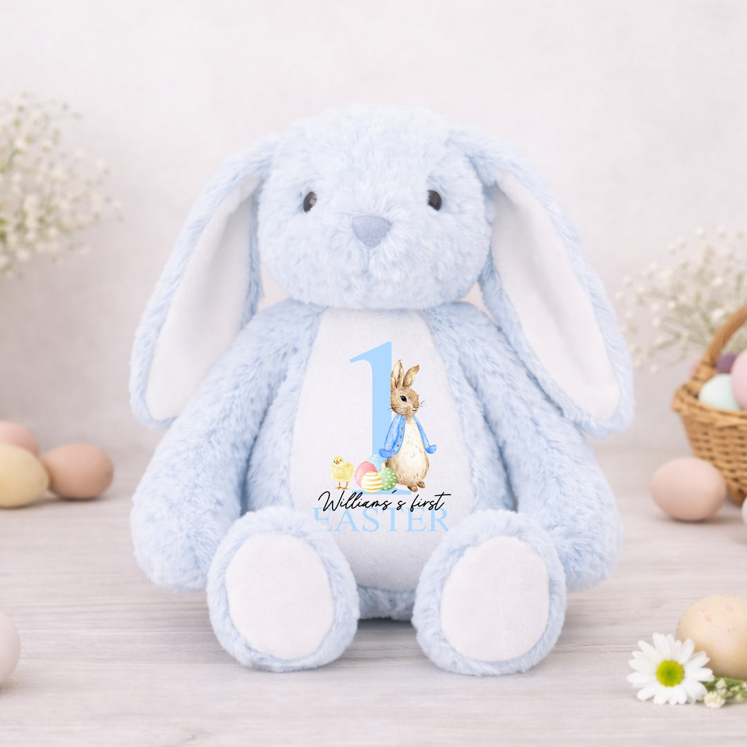 Personalised Blue Rabbit Egg My First Easter Teddy