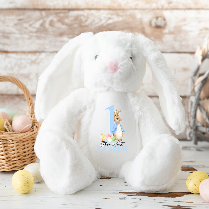 Personalised Blue Rabbit Egg My First Easter Teddy