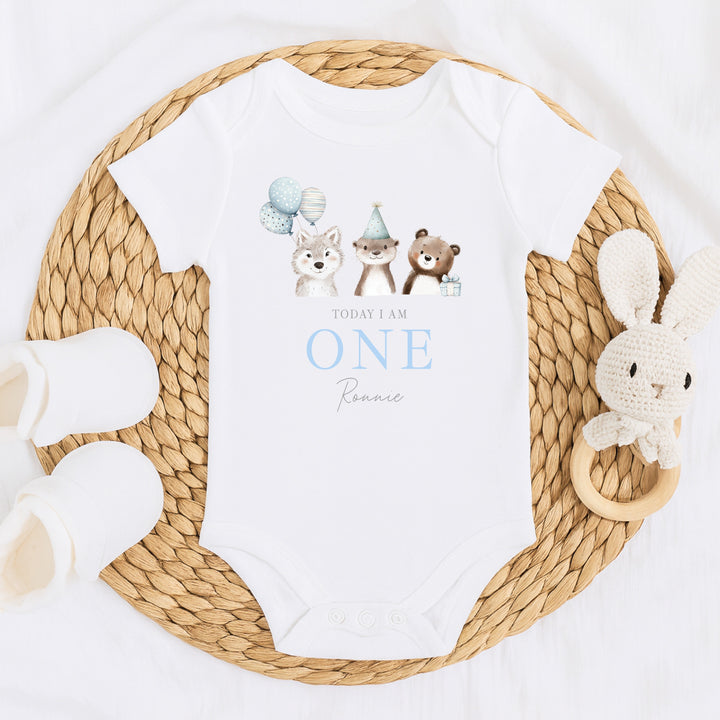Personalised Bear Animals Today I Am One Birthday Vest