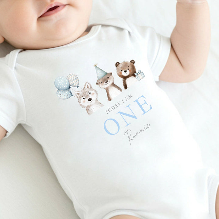 Personalised Bear Animals Today I Am One Birthday Vest