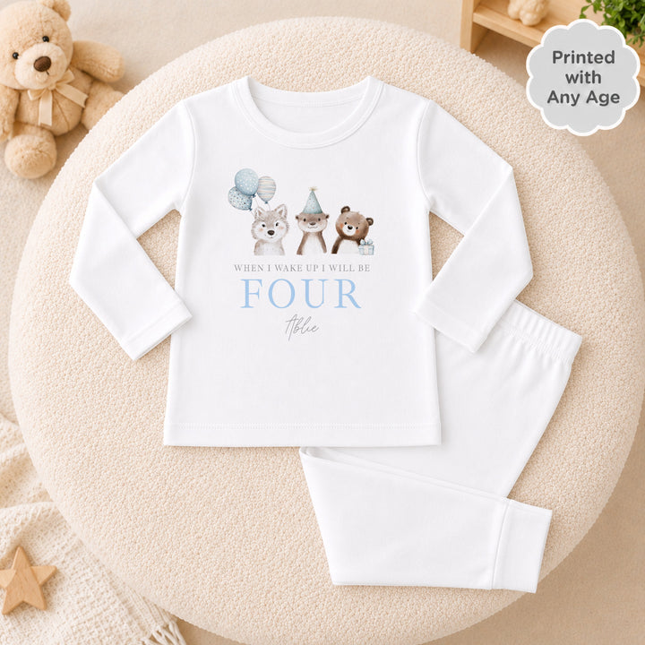 Personalised Blue Animals Any Age Birthday Pyjamas