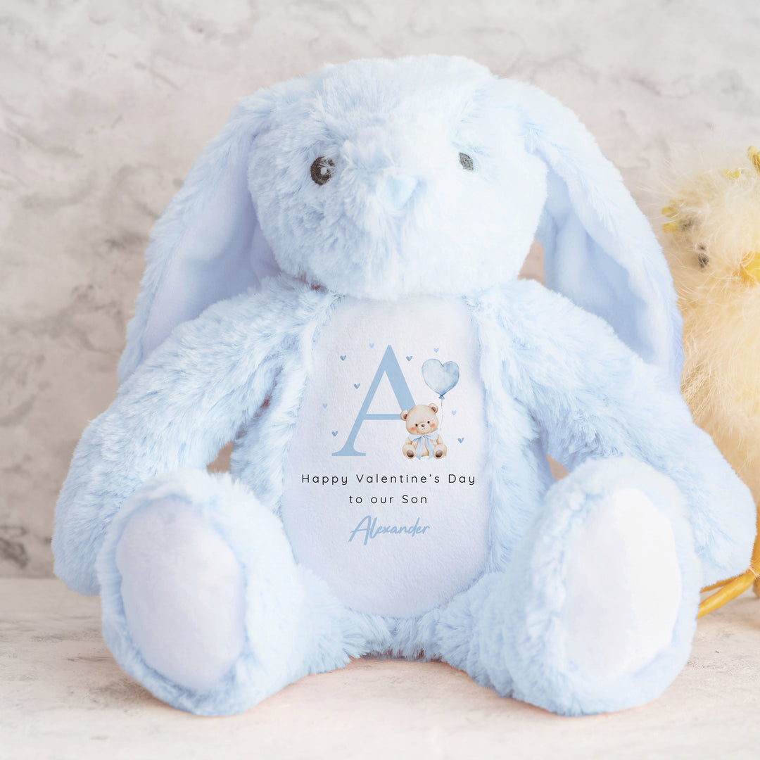 Personalised Blue Initial Happy Valentine's Day Soft Toy