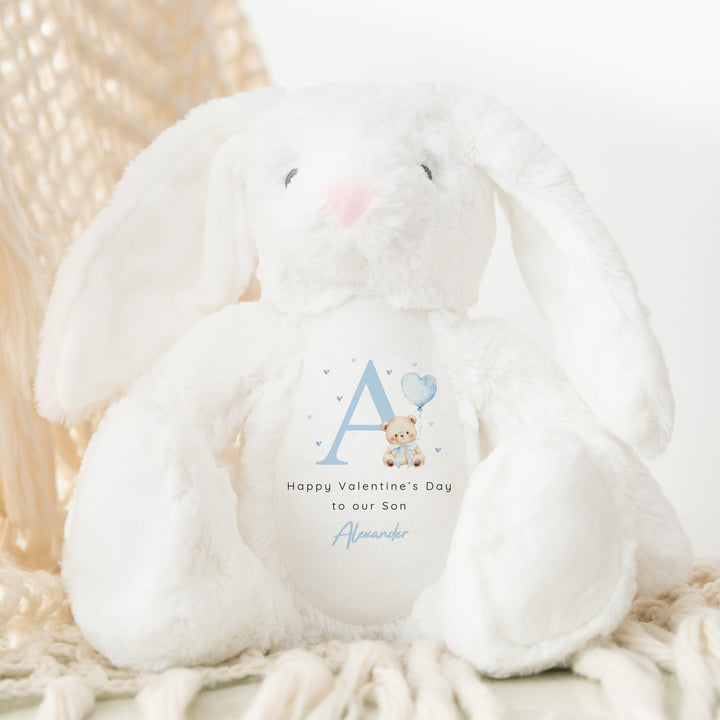 Personalised Blue Initial Happy Valentine's Day Soft Toy