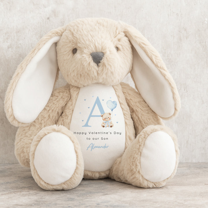 Personalised Blue Initial Happy Valentine's Day Soft Toy