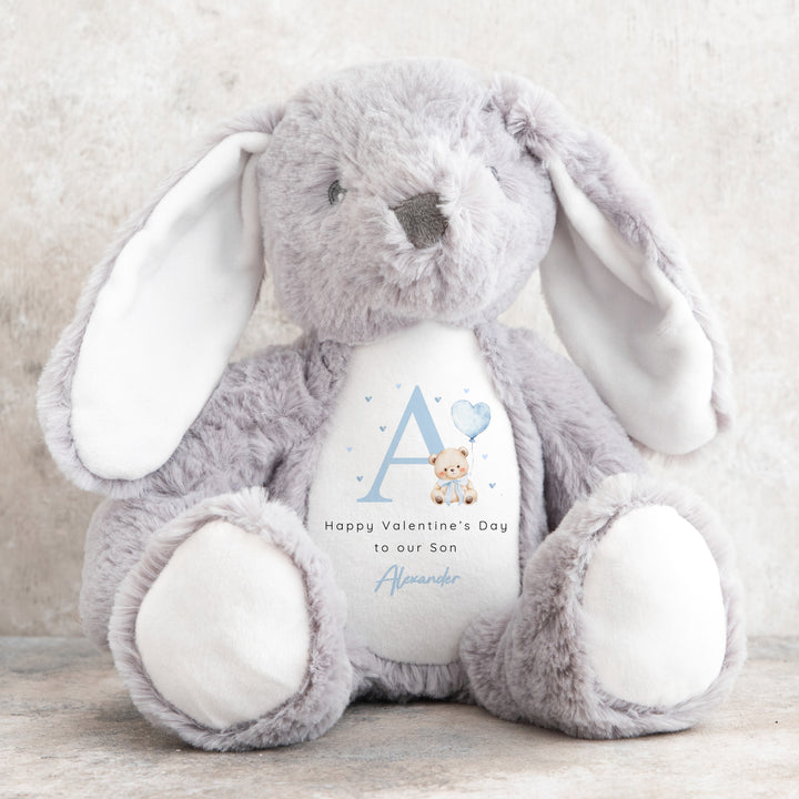 Personalised Blue Initial Happy Valentine's Day Soft Toy