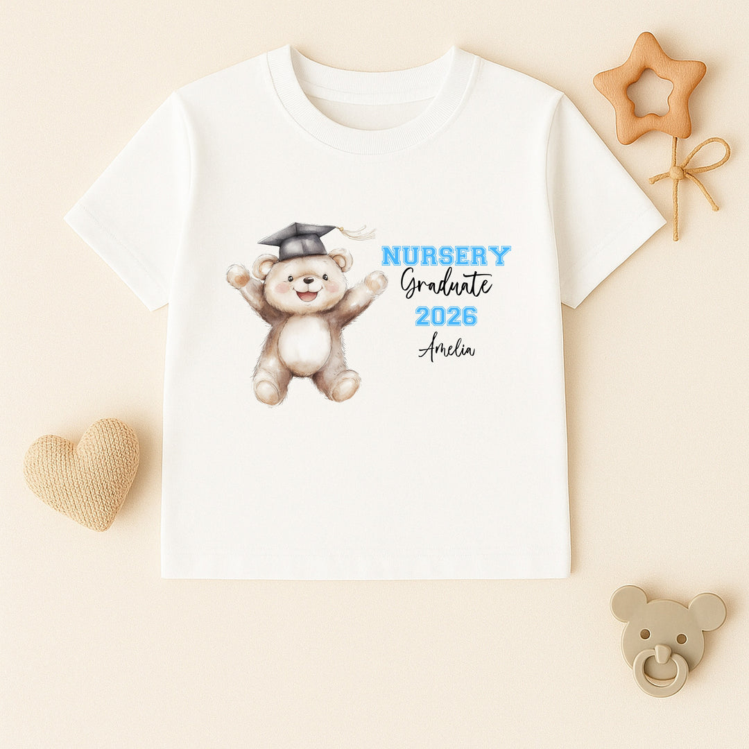 Personalised Blue Bear Nursery Graduation T-Shirt