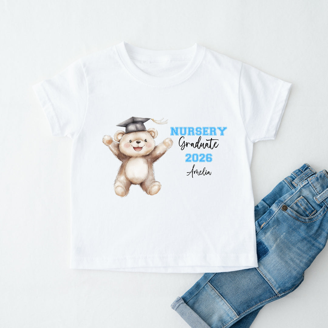 Personalised Blue Bear Nursery Graduation T-Shirt