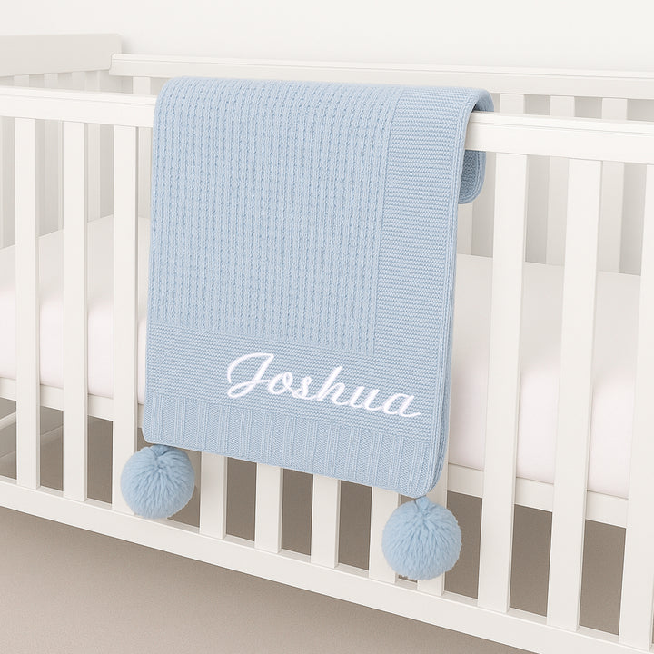 Personalised Embroidered Knitted Baby Blanket