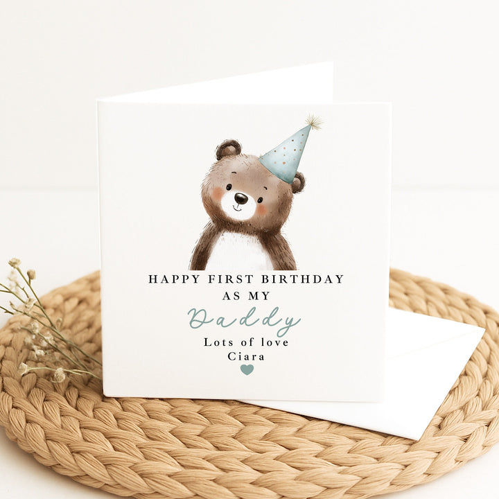 Personalised Blue Bear Happy Birthday Daddy Card