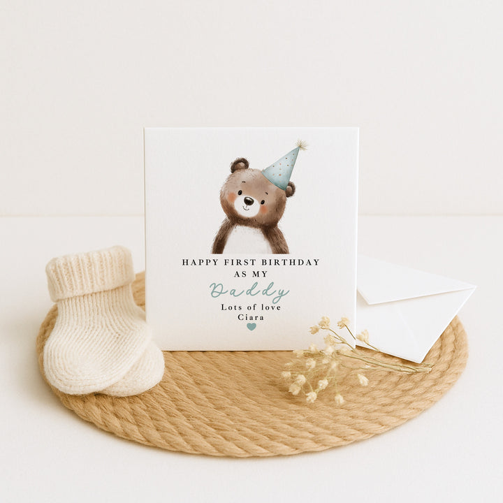 Personalised Blue Bear Happy Birthday Daddy Card