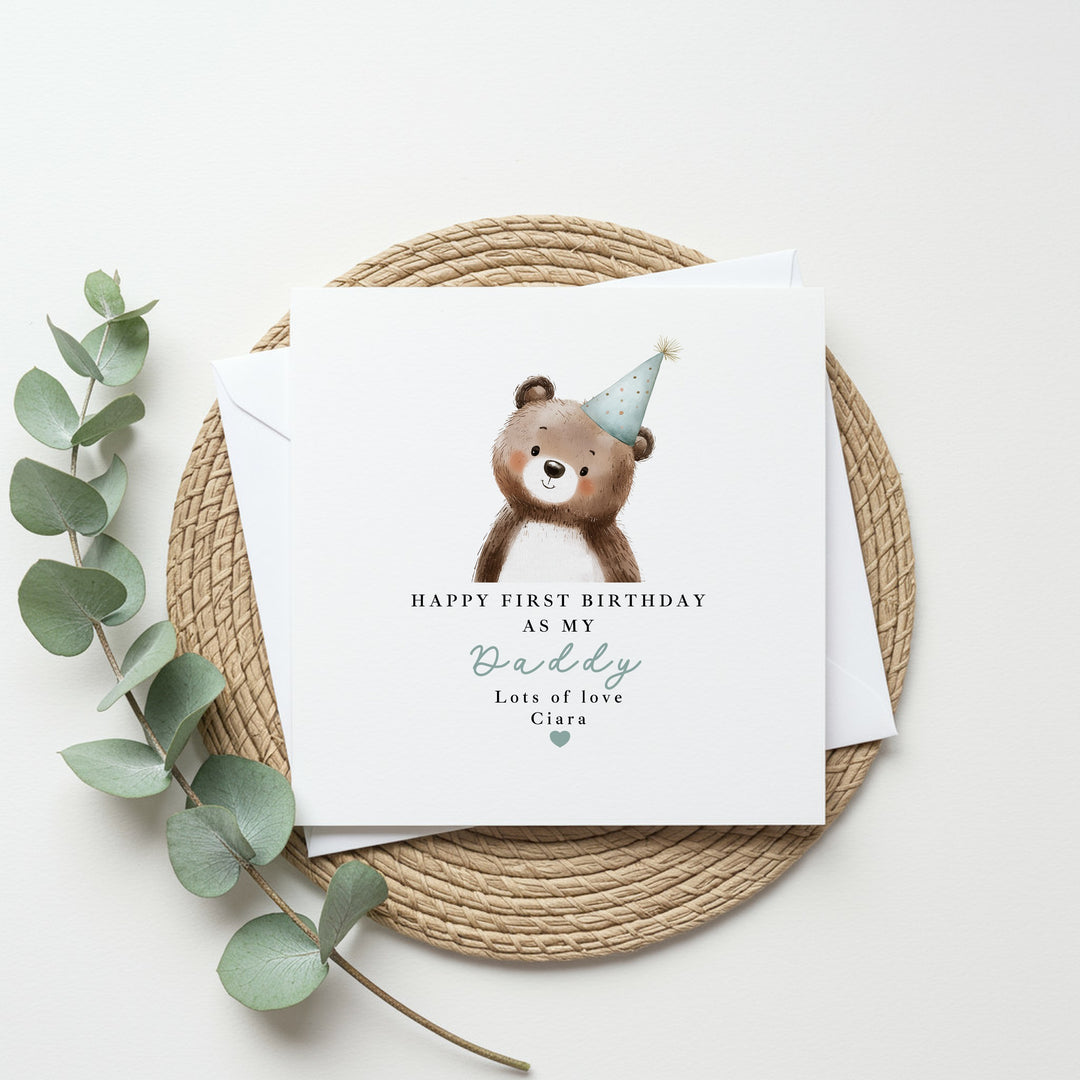 Personalised Blue Bear Happy Birthday Daddy Card
