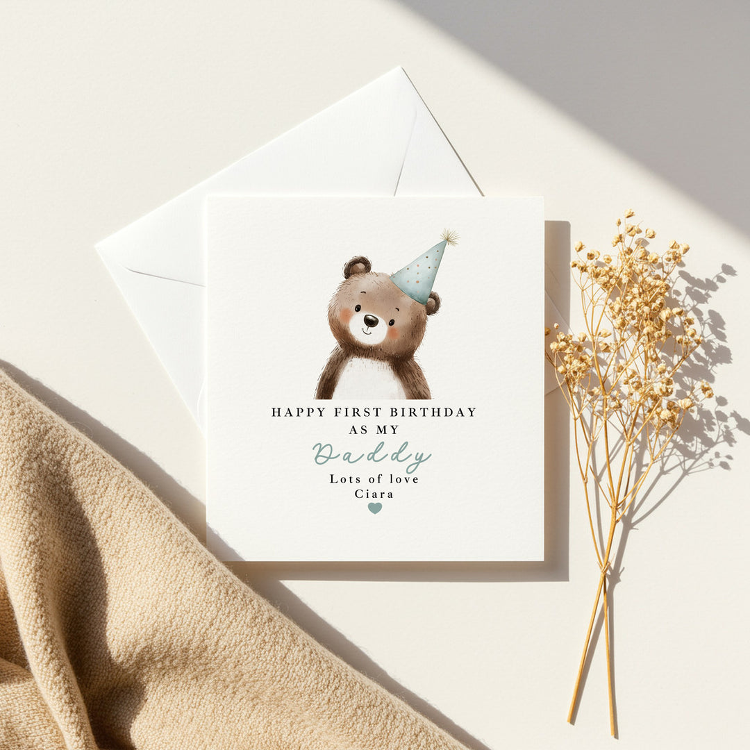 Personalised Blue Bear Happy Birthday Daddy Card