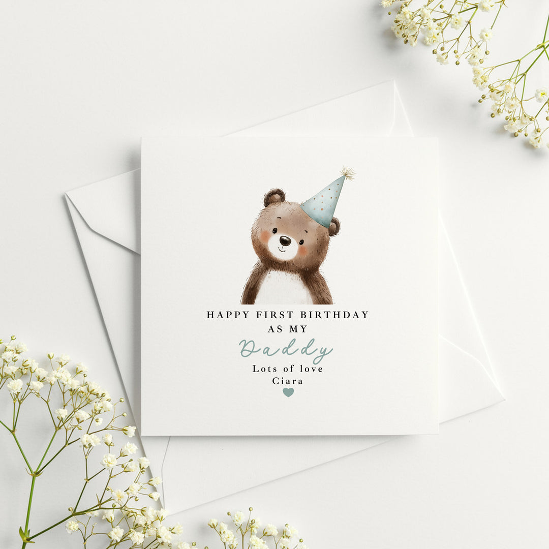 Personalised Blue Bear Happy Birthday Daddy Card